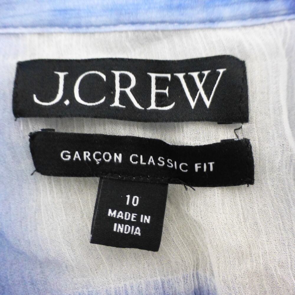 J Crew Shirt Womens 10 Garcon Classic Fit Button Up Seer Blue Long Sleeve - Picture 5 of 8